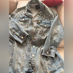 Studded Denim Distressed Jacket